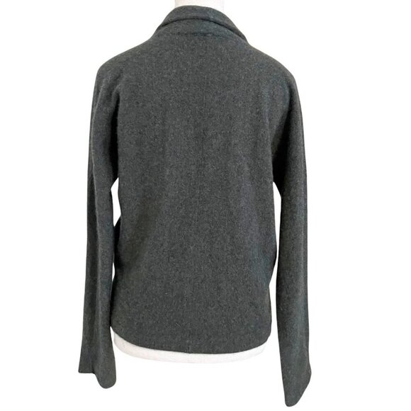 VINCE DARK GREEN BOILED CASHMERE FRONT WRAP SWEATER PULLOVER - S - Picture 4 of 13